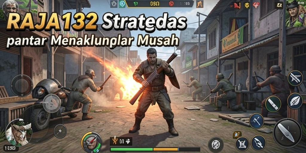 Screenshot RAJA132 menampilkan aksi strategi yang intens.