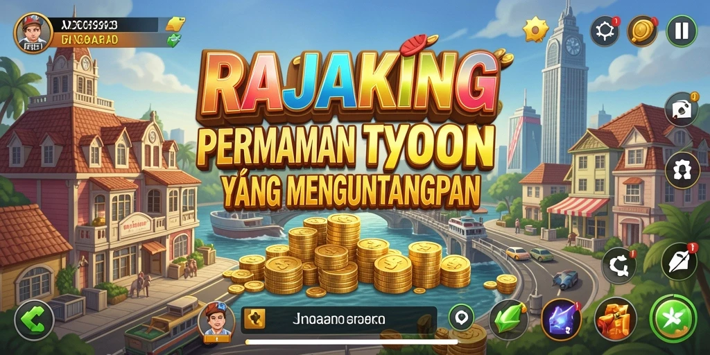 Tampilan gameplay RAJAKING yang menunjukkan strategi bisnis yang menarik.
