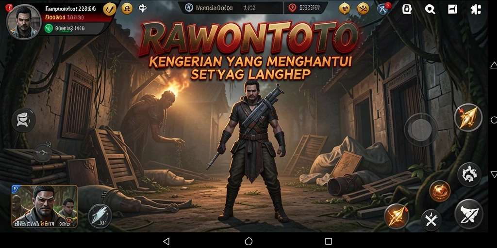 Tampilan gameplay RAWONTOTO yang menegangkan dan menakutkan.