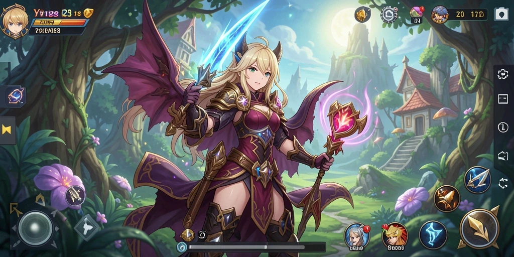 Tampilan gameplay memukau dengan karakter dan latar belakang anime yang indah.
